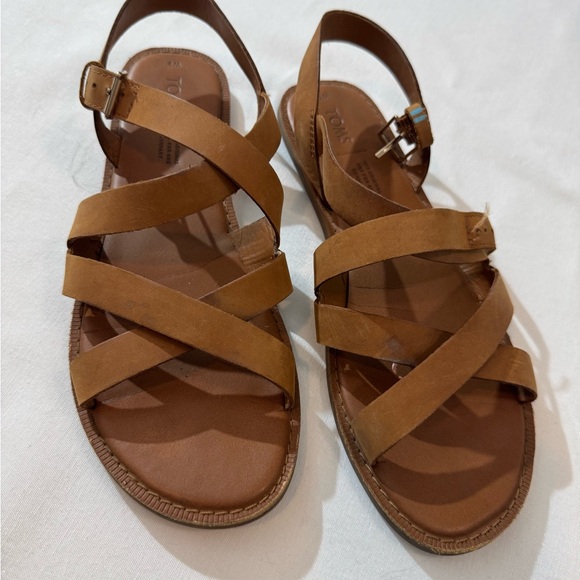 Tom’s Tan Strappy Sandals 9 wide summer sandals - Picture 10 of 15